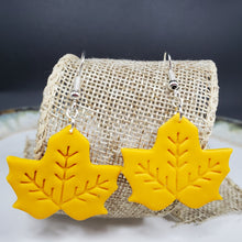 Load image into Gallery viewer, L Leaf 2 Solid Yellow Dangle Handmade Earrings
