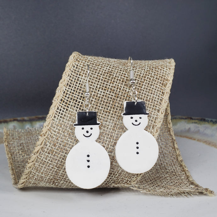 L Snowman Dangle Handmade Earrings