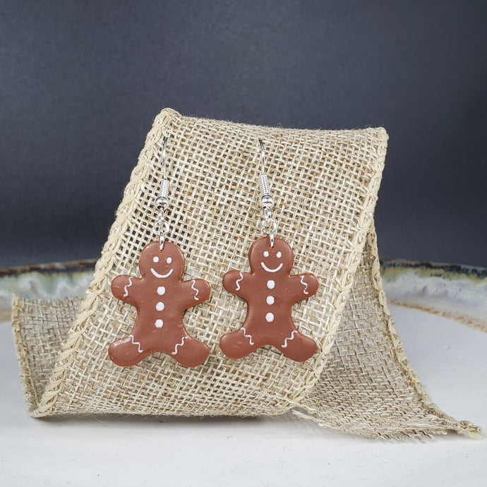 M Gingerbread Man Dangle Handmade Earrings