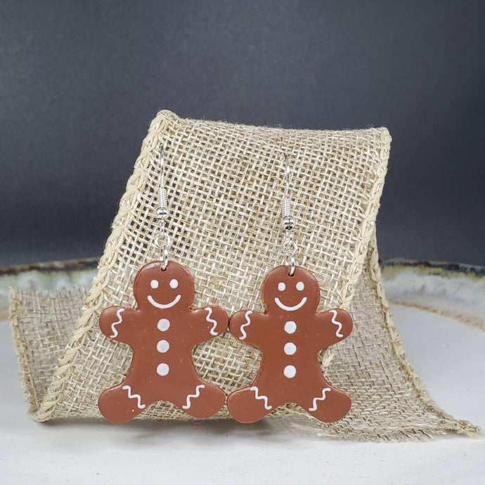 L Gingerbread Man Dangle Handmade Earrings