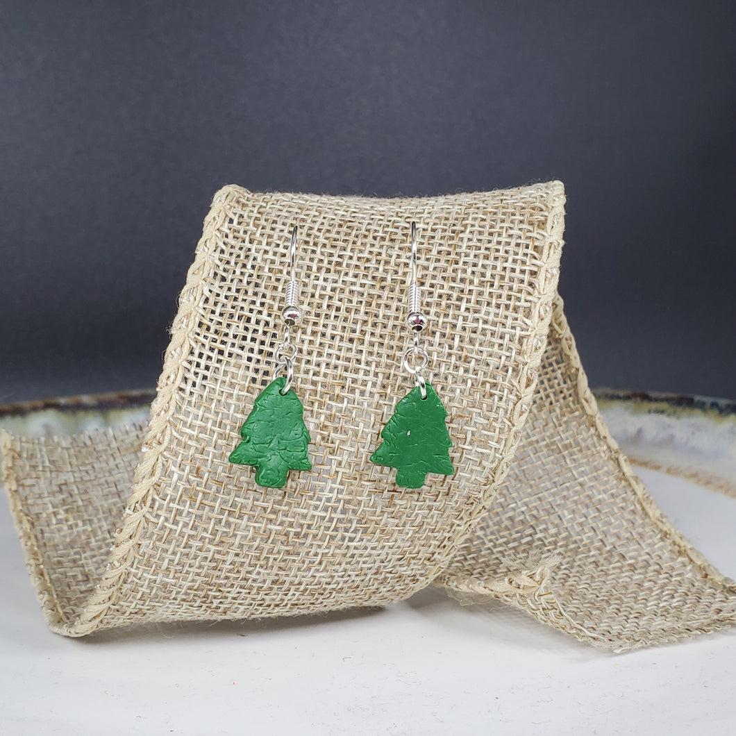 Small Christmas Tree Green Dangle Earrings