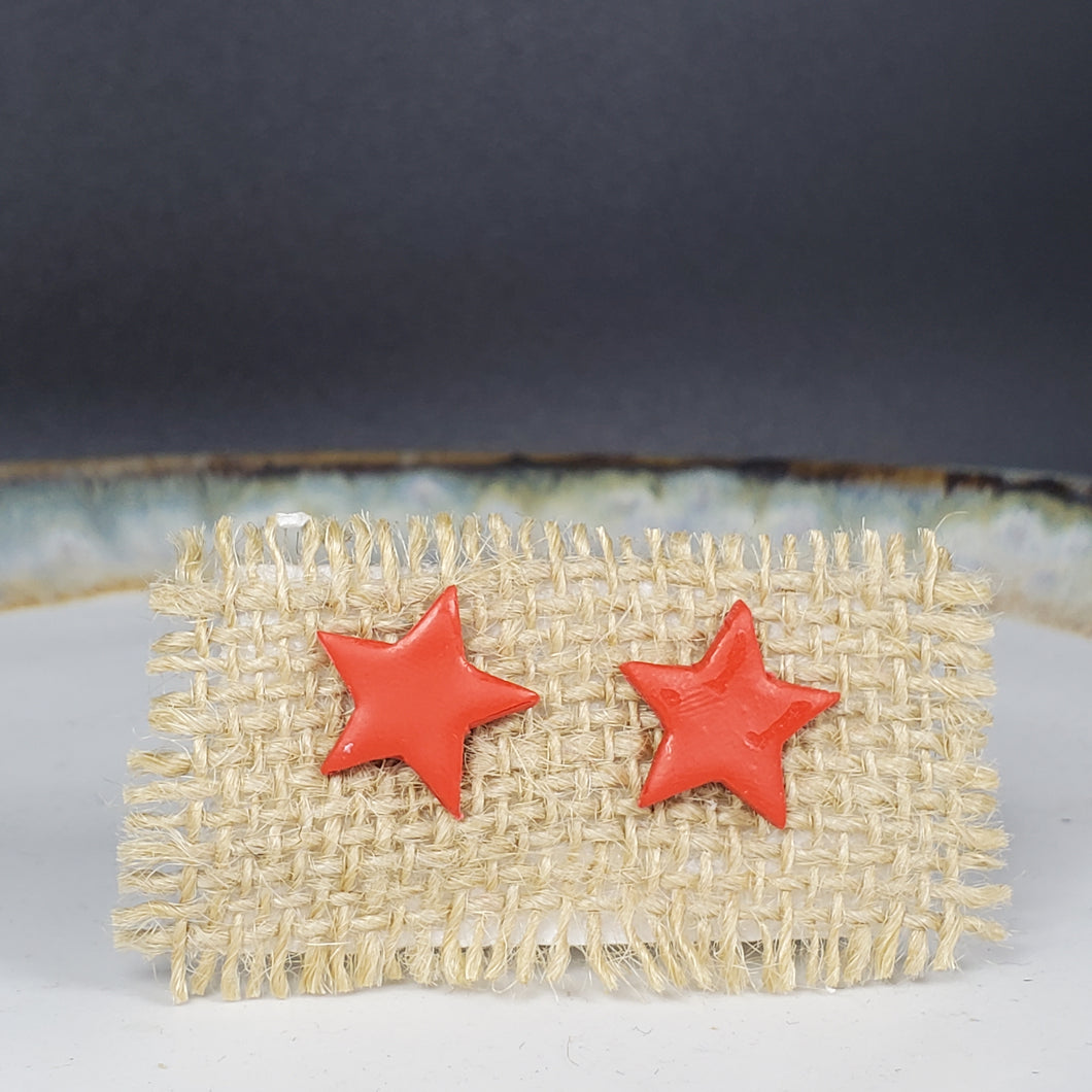 Red Star Post Earrings