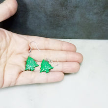 Load image into Gallery viewer, Green and Silver Christmas Tree Small Dangle Earrings
