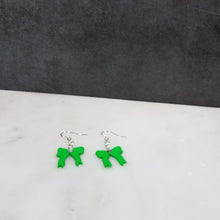 Load image into Gallery viewer, Green and Silver Christmas Tree Small Dangle Earrings
