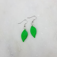 Load image into Gallery viewer, Green and Silver Abstract Dangle Earrings
