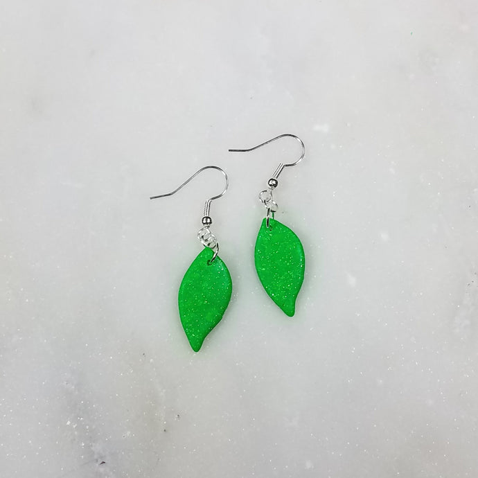 Green and Silver Abstract Dangle Handmade Earrings