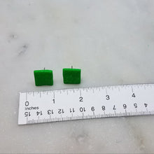 Load image into Gallery viewer, Green and Silver Square Post Handmade Earrings
