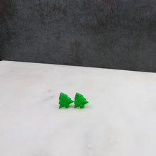 Load image into Gallery viewer, Green and Silver Christmas Tree Post Earrings

