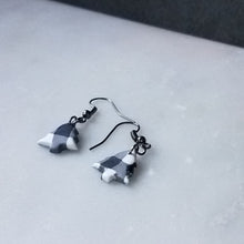 Load image into Gallery viewer, White Buffalo Plaid Polymer Clay Christmas Tree Mini Dangle Handmade Earrings
