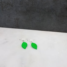 Load image into Gallery viewer, Green and Silver Abstract Dangle Earrings
